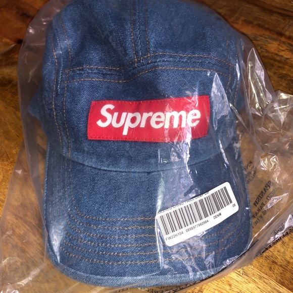 SUPREME WASHED CHINO TWILL CAMP CAP/ DENIM OS FW22  WEEK 1 (IN HAND) AUTHENTIC - Picture 3 of 5